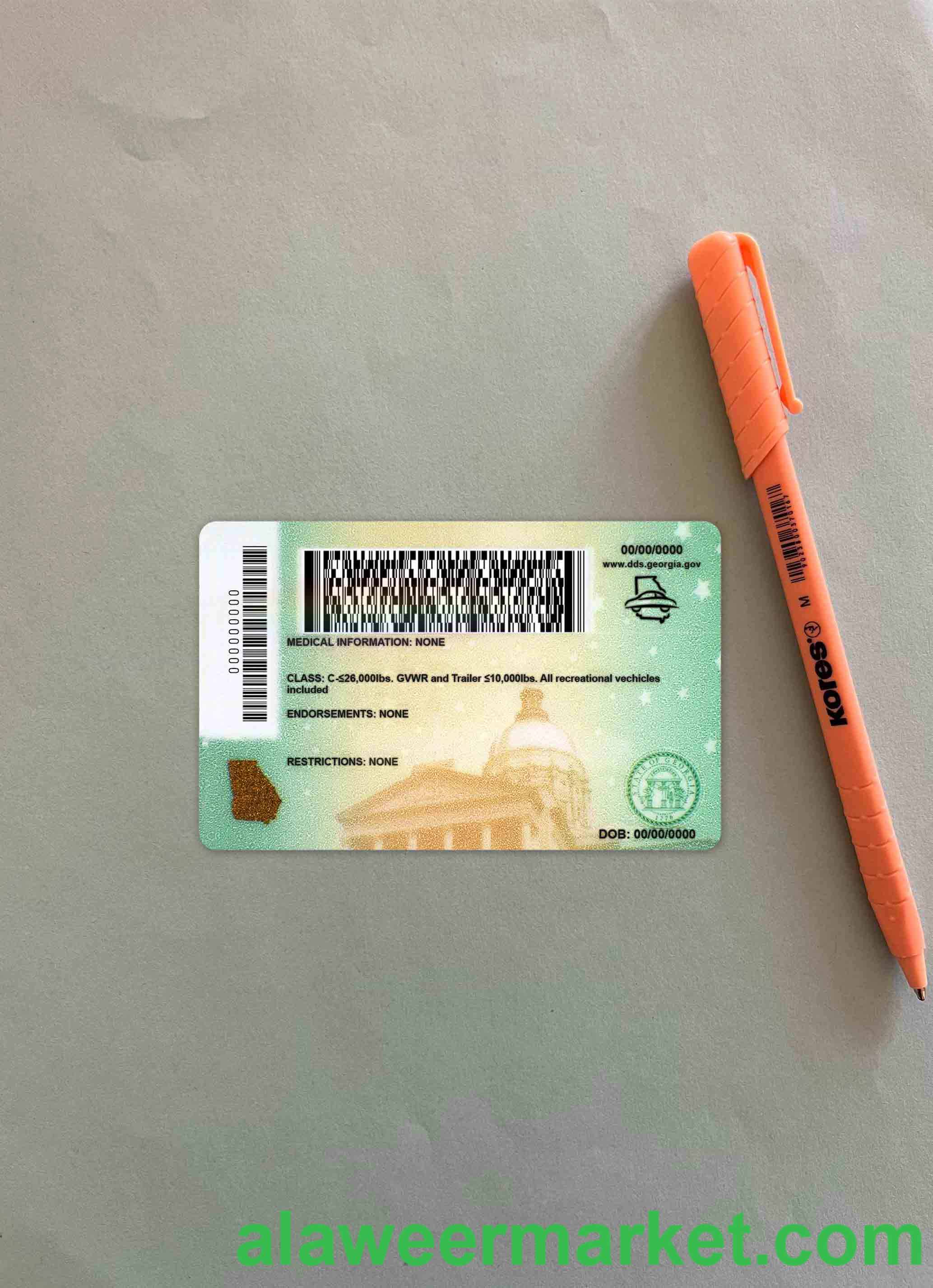 USA Georgia driving license under 21 photolook BACK